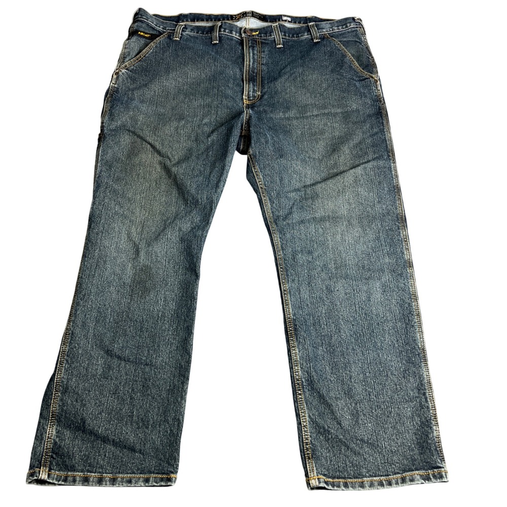 Ariat Rebar M4 Relaxed Boot Jeans Mens 48x30 Dark Wash Blue Workwear Denim